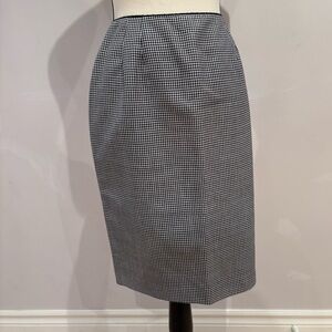 Braemar Petites by Diana Charles Black and White Gingham Pencil Skirt with Slit
